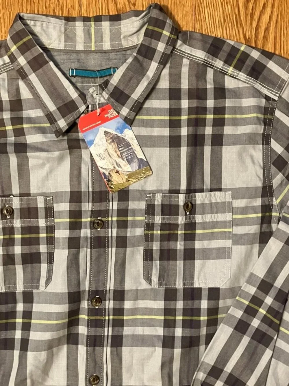 The North Face Boulder George Shirt Mens XXL Gray Plaid LS Button Up New